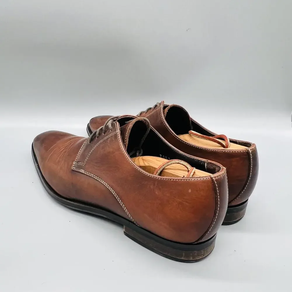 To Boot New York Shoes Mens 8 Brown Leather Derby Oxford Dress Almond Toe Office